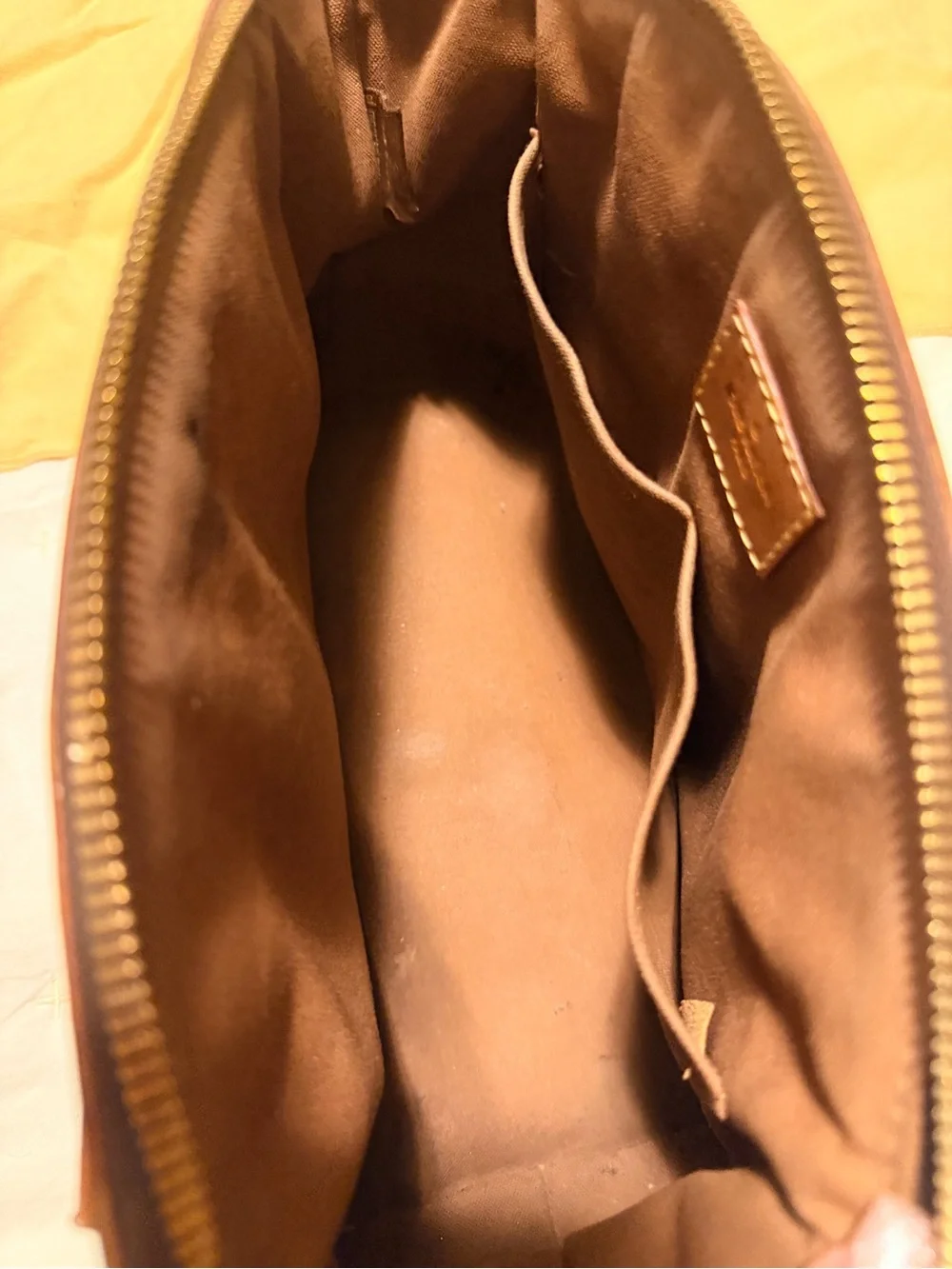 Louis Vuitton Monogram Canvas Brown Leather Satchel with Gold Hardware